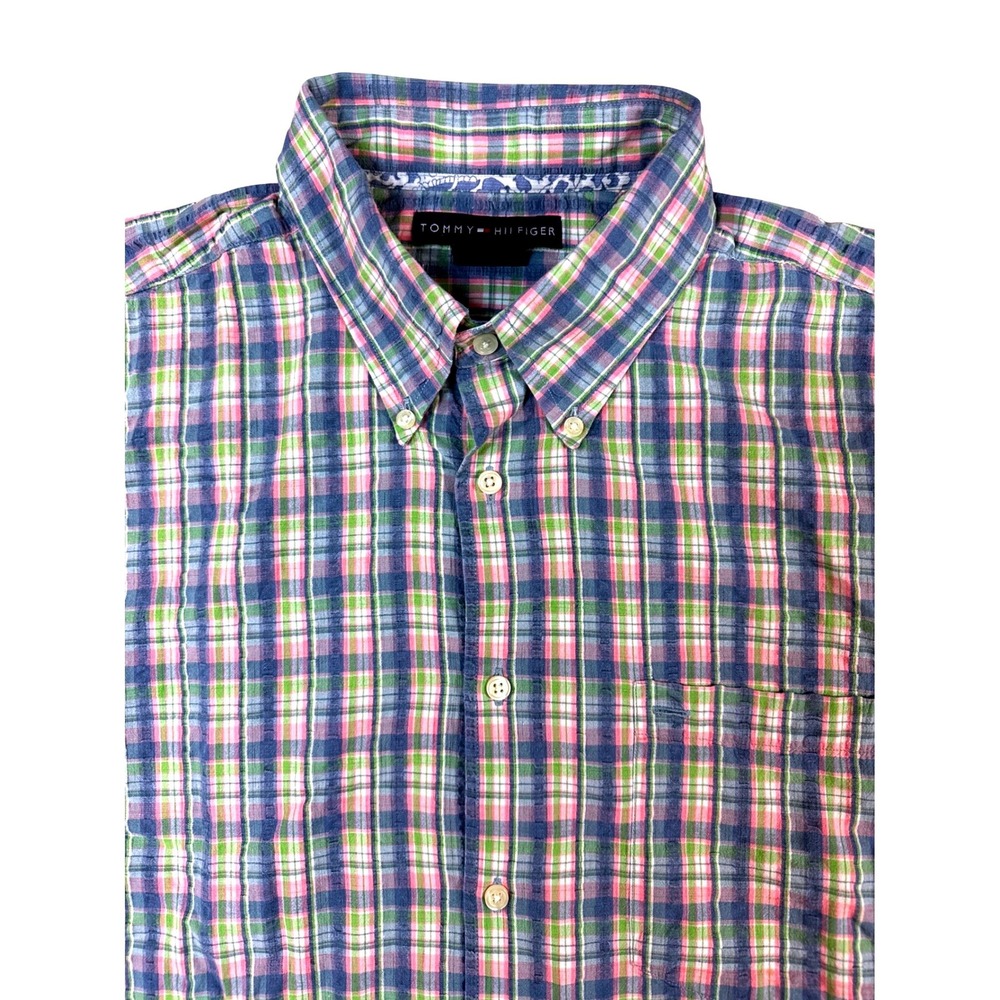 Tommy Hilfiger (Multicolor) Plaid Short Sleeve Shirt Mens XL 100% Cotton